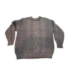 Flannery Knitwear Mens Beige Cable Knit Wool Sweater Hand Loomed Ireland Size XL